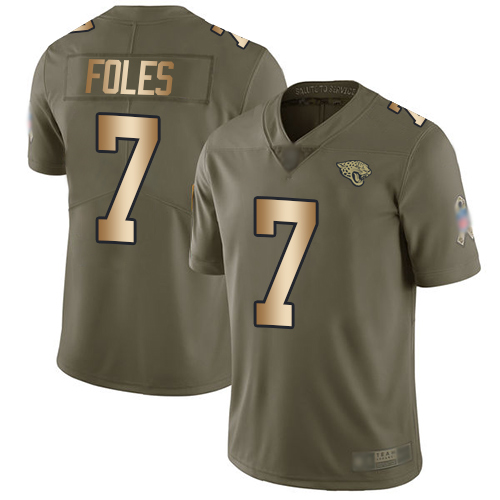 Nike Jacksonville Jaguars #7 Nick Foles Olive Gold Men Stitched NFL Limited 2017 Salute To Service Jersey->jacksonville jaguars->NFL Jersey